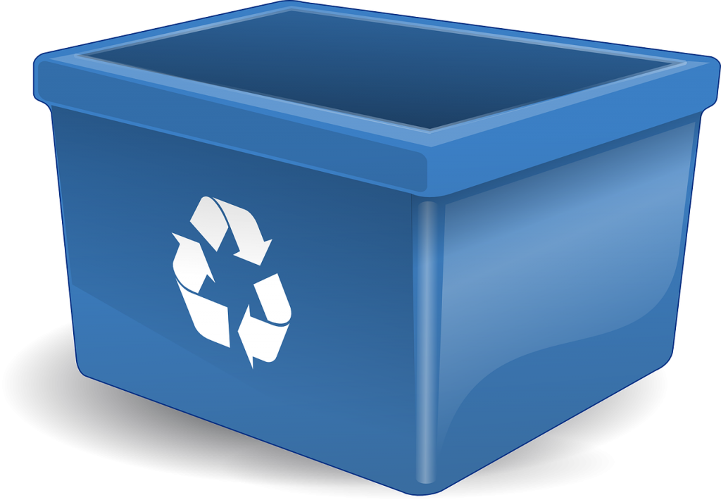 Blue skip bin